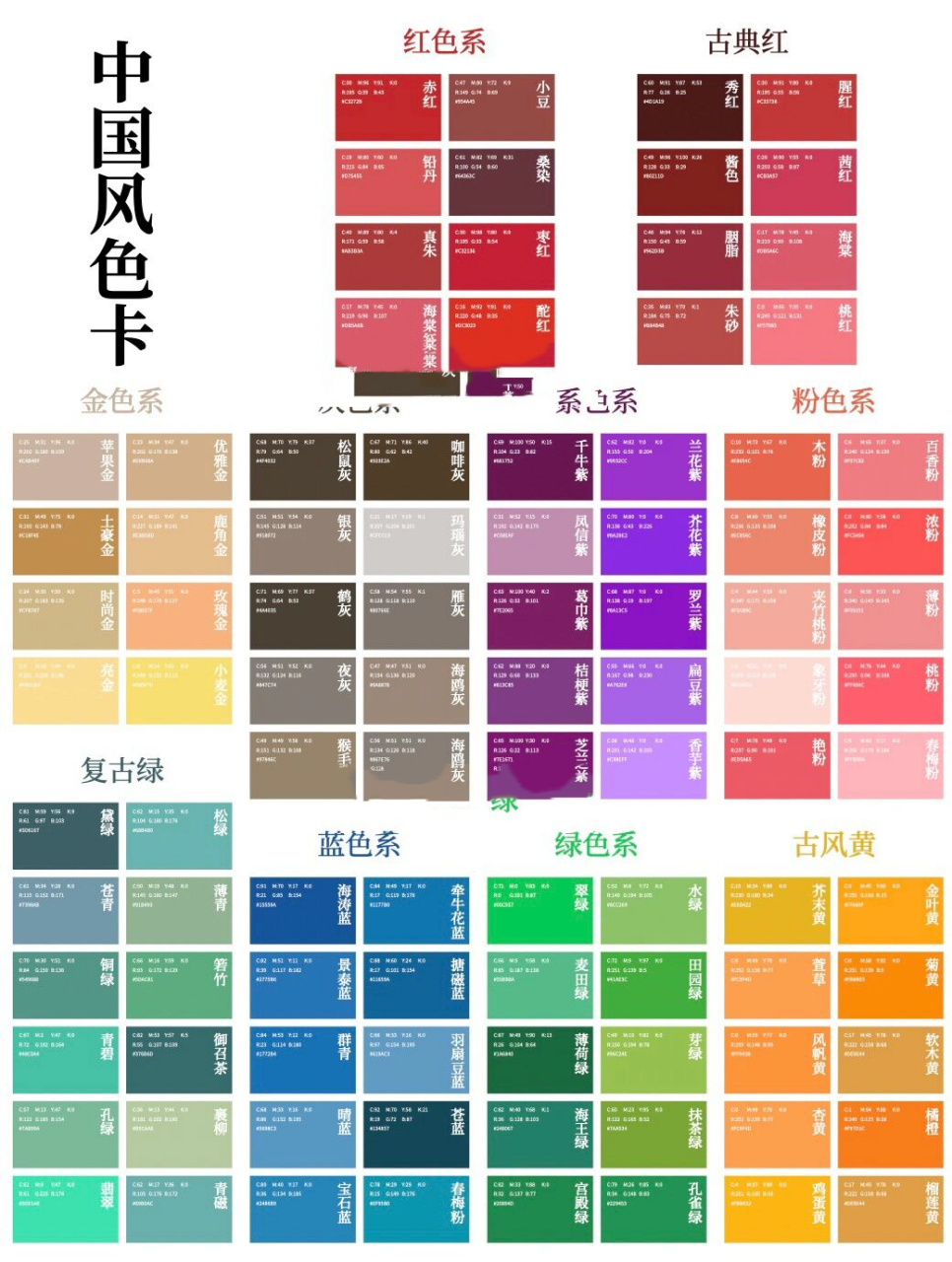 96配色分享|中国风色卡 中国风配色色卡,建议收藏备用!