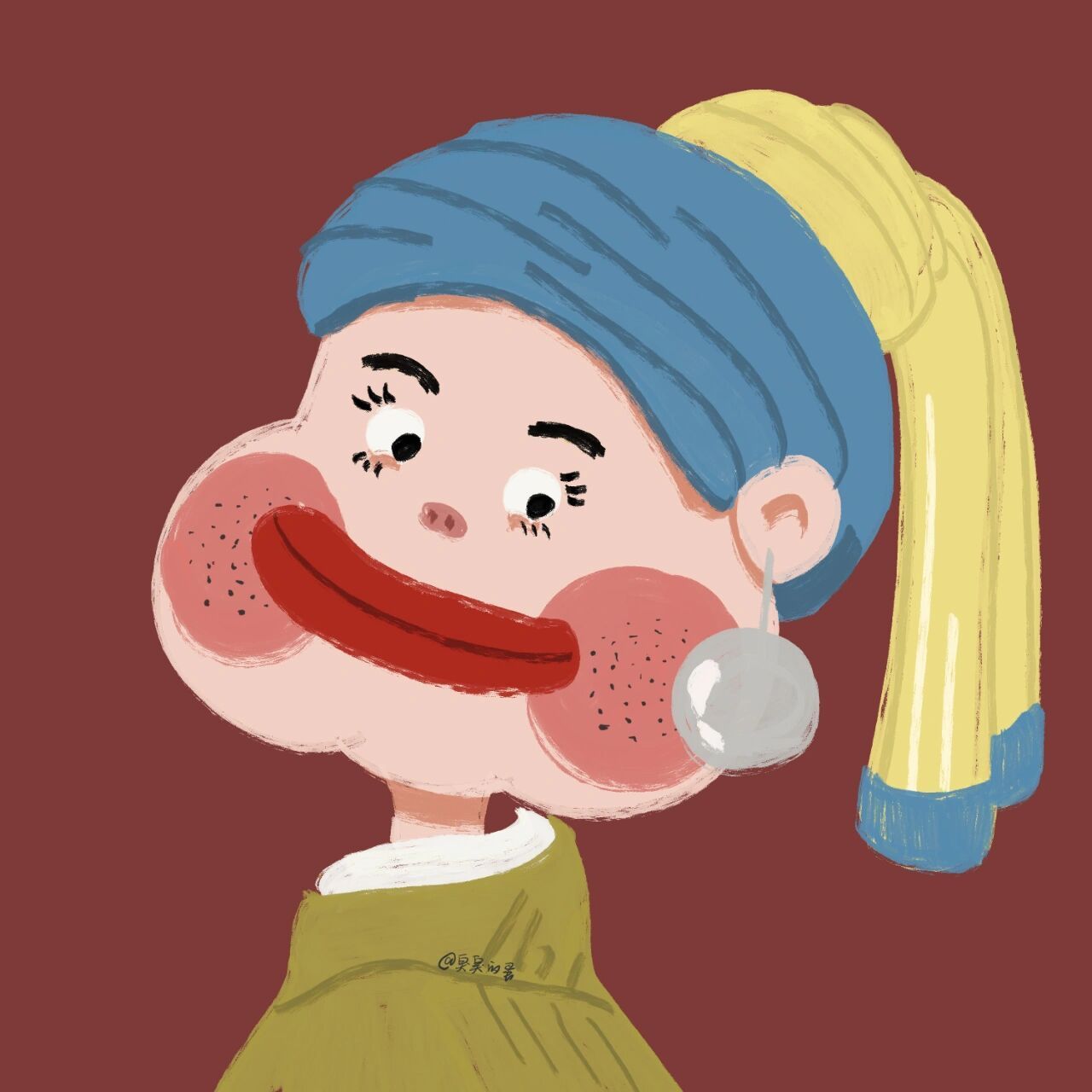 丑萌情侣头像|梵高自画像与珍珠女孩 名画再创之梵高自画像图片均为