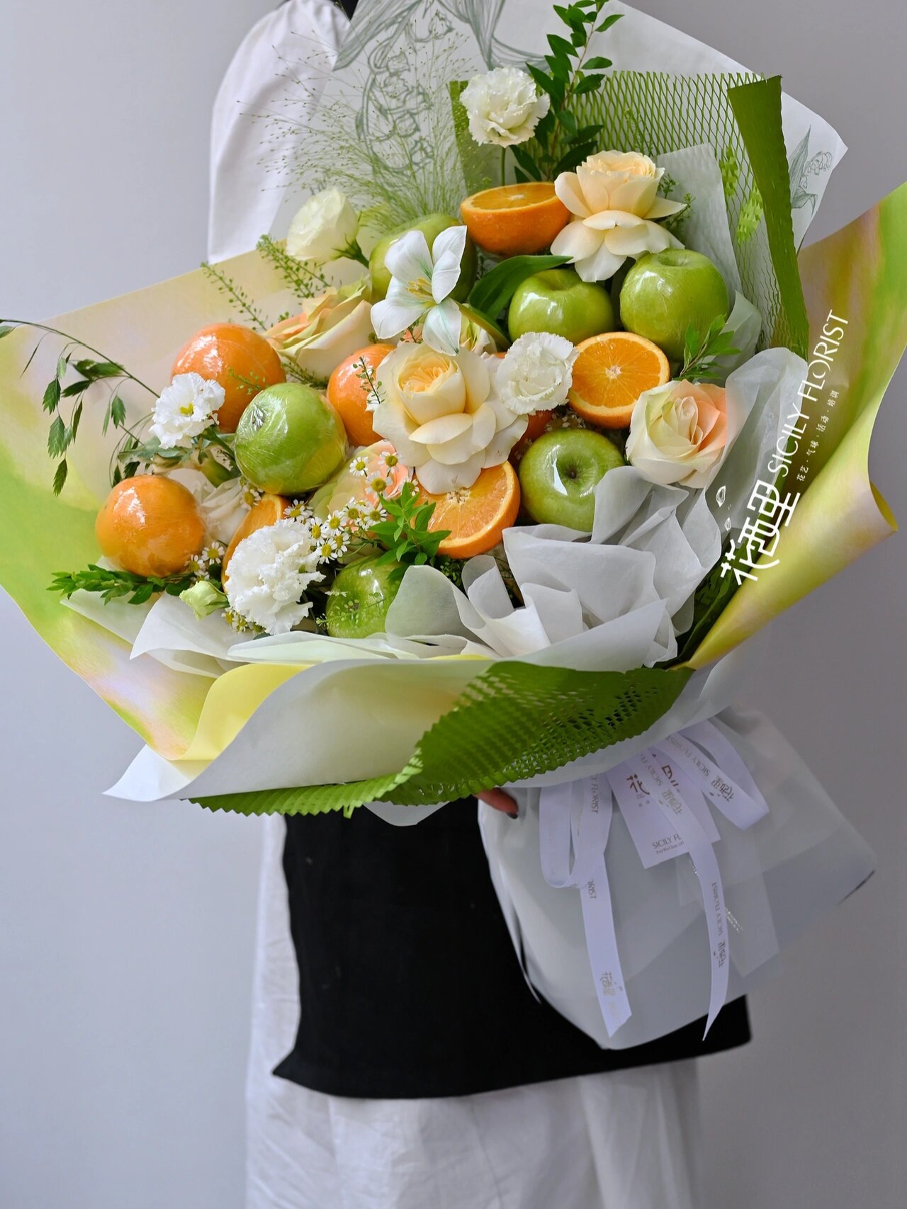 青苹果&橙子花束:平平安安 ,心想事成