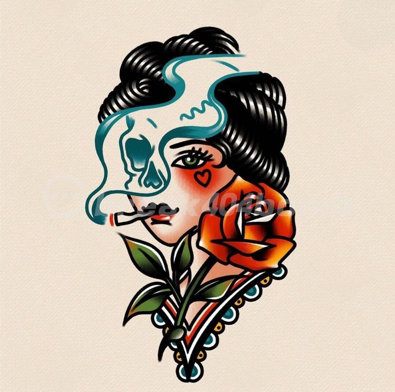 oldschool彩色黑灰拼接花臂素材 拼接花臂素材元素 #纹身# #杭州纹身