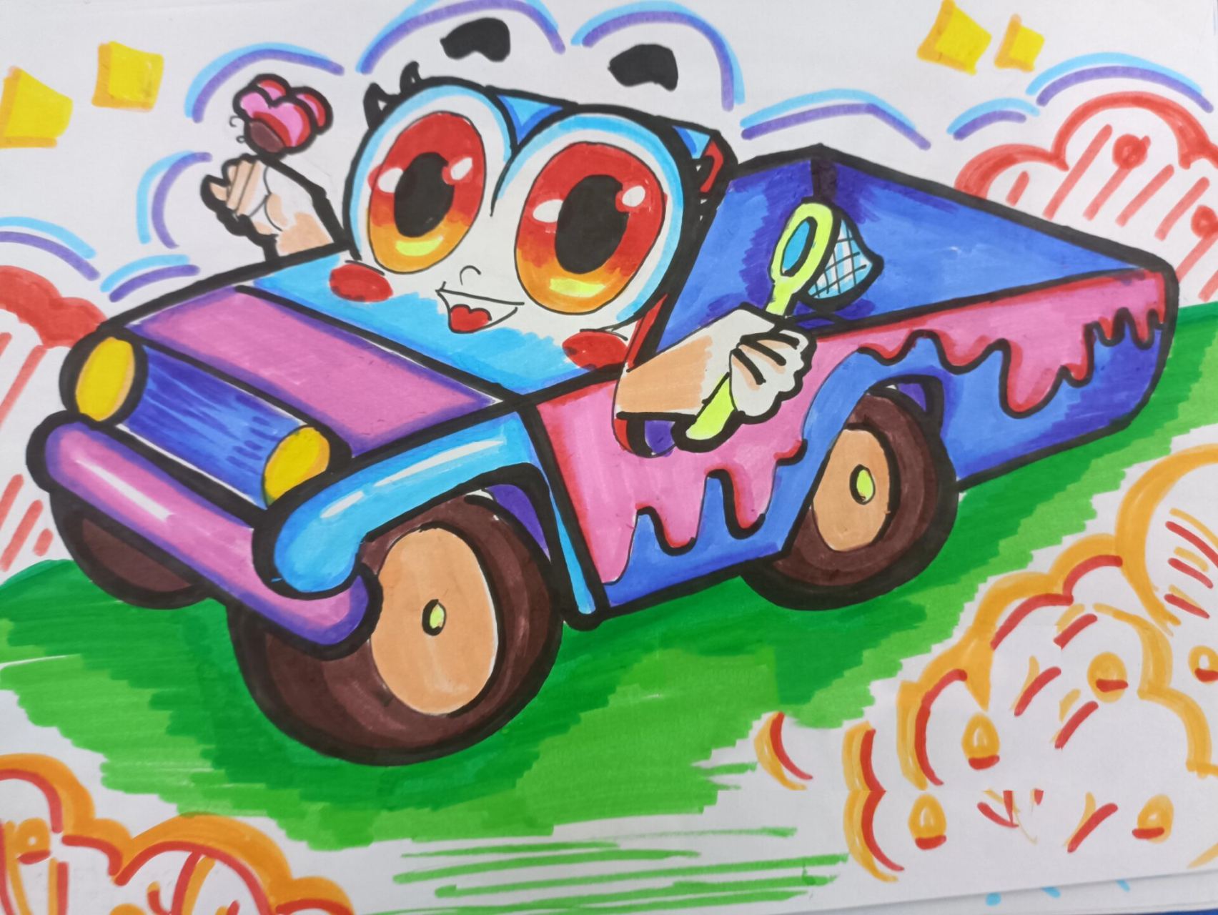 卡丁车简笔画