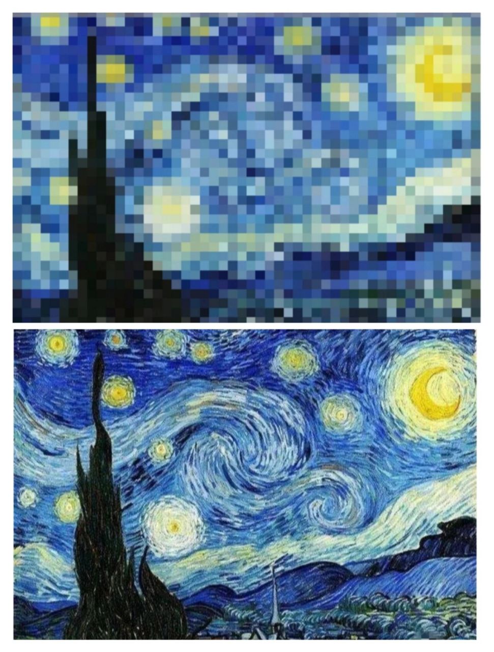 《星空》 色构作业——梵高的《星空》《星月夜》 工具:马克笔,4k