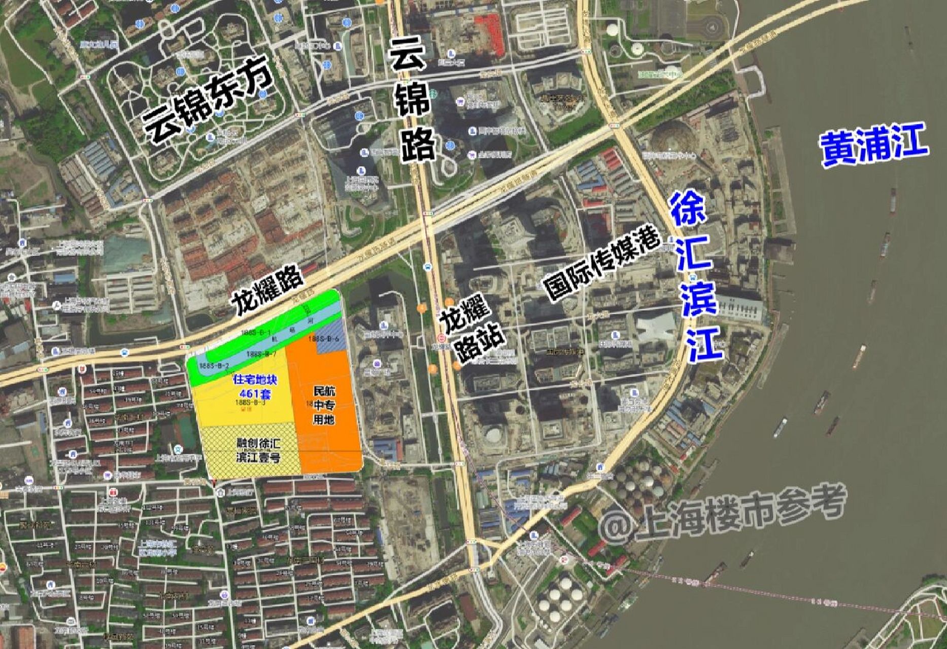 徐汇滨江西岸传媒港,新增住宅地块 徐汇滨江新增: 461套住宅, 计容