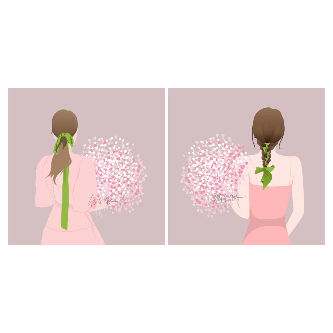 原创x满天星x扁平风女生头像/闺蜜头像-20 满天星的还画了组粉色的我