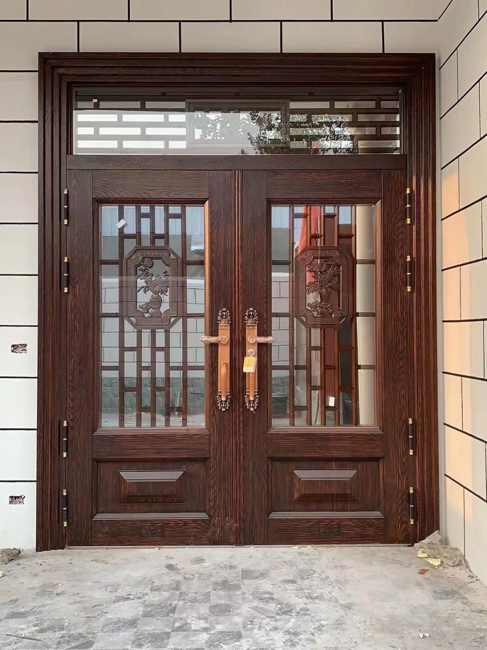 锌合金铝合金玻璃拼接别墅大门对开门进户门 锌合金 铝合金玻璃拼接门