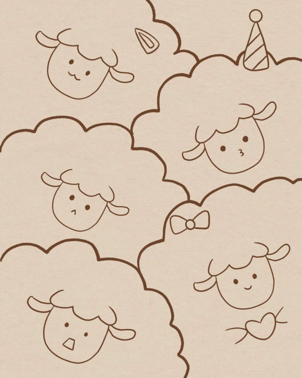 小羊壁纸简笔画|附过程 适合新手小白宝贝去画的简单好学又可爱的的