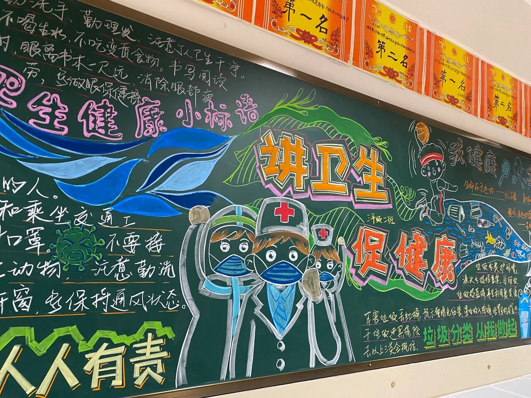 "讲卫生 促健康"主题黑板报