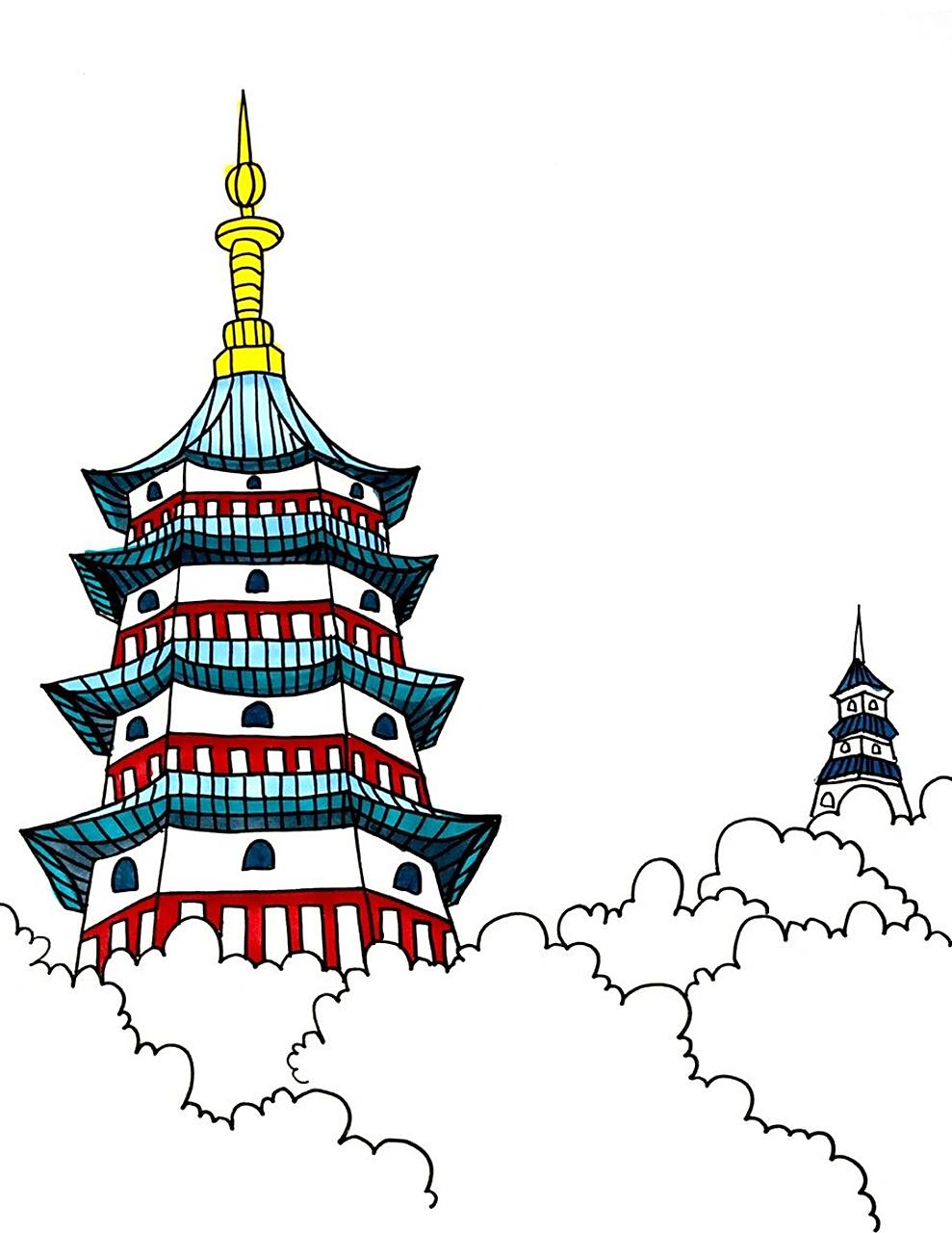 儿童画教程|古建筑之美-塔 98【塔】  要说到祖国大地上遗存最多的