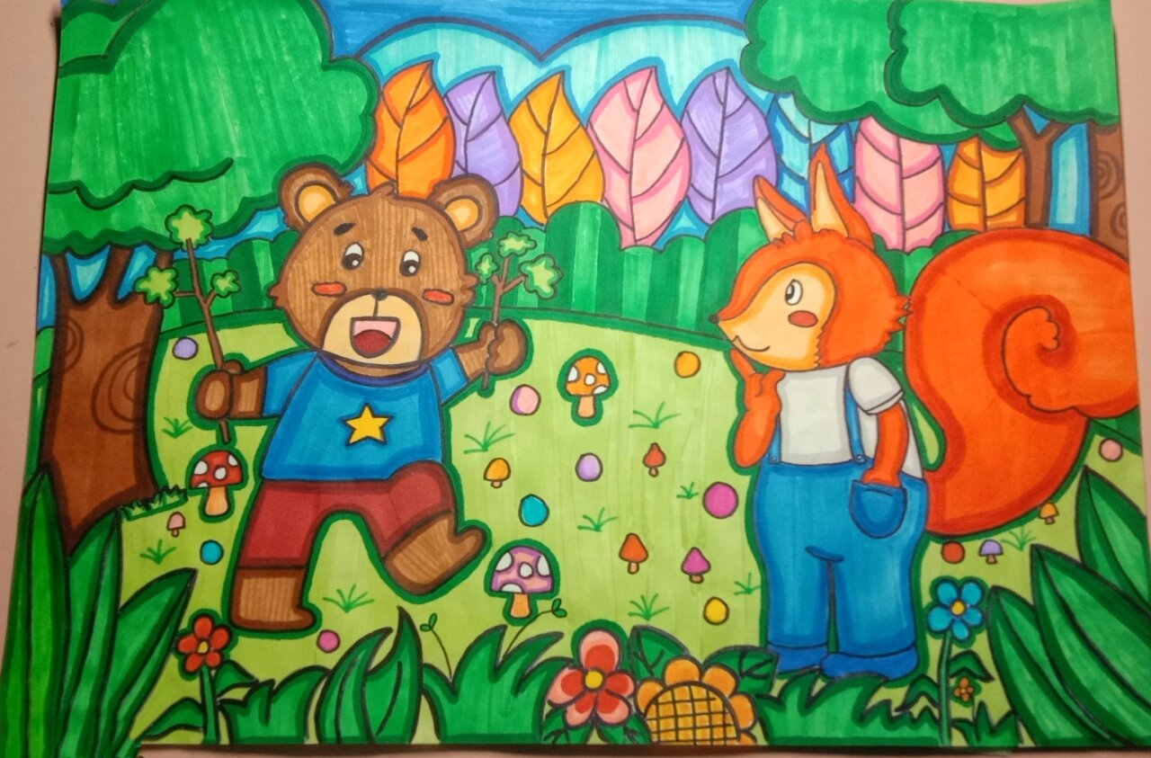 儿童画丨《小熊与松鼠@哇哇读书会的动态