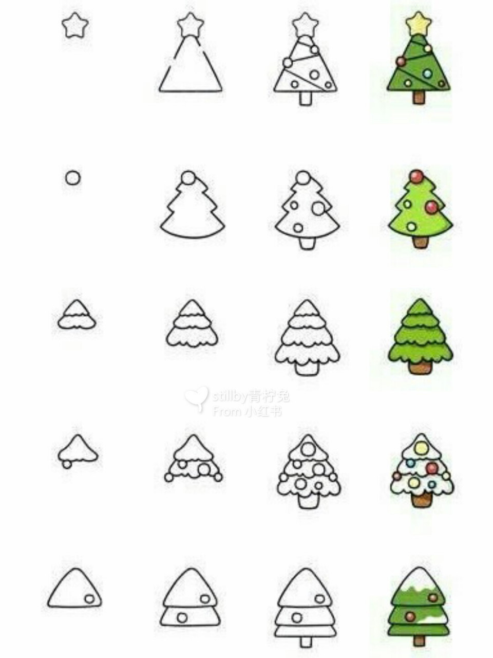 敲卡哇伊2323*的圣诞节简笔画90 一组圣诞节系列的简笔画 是不