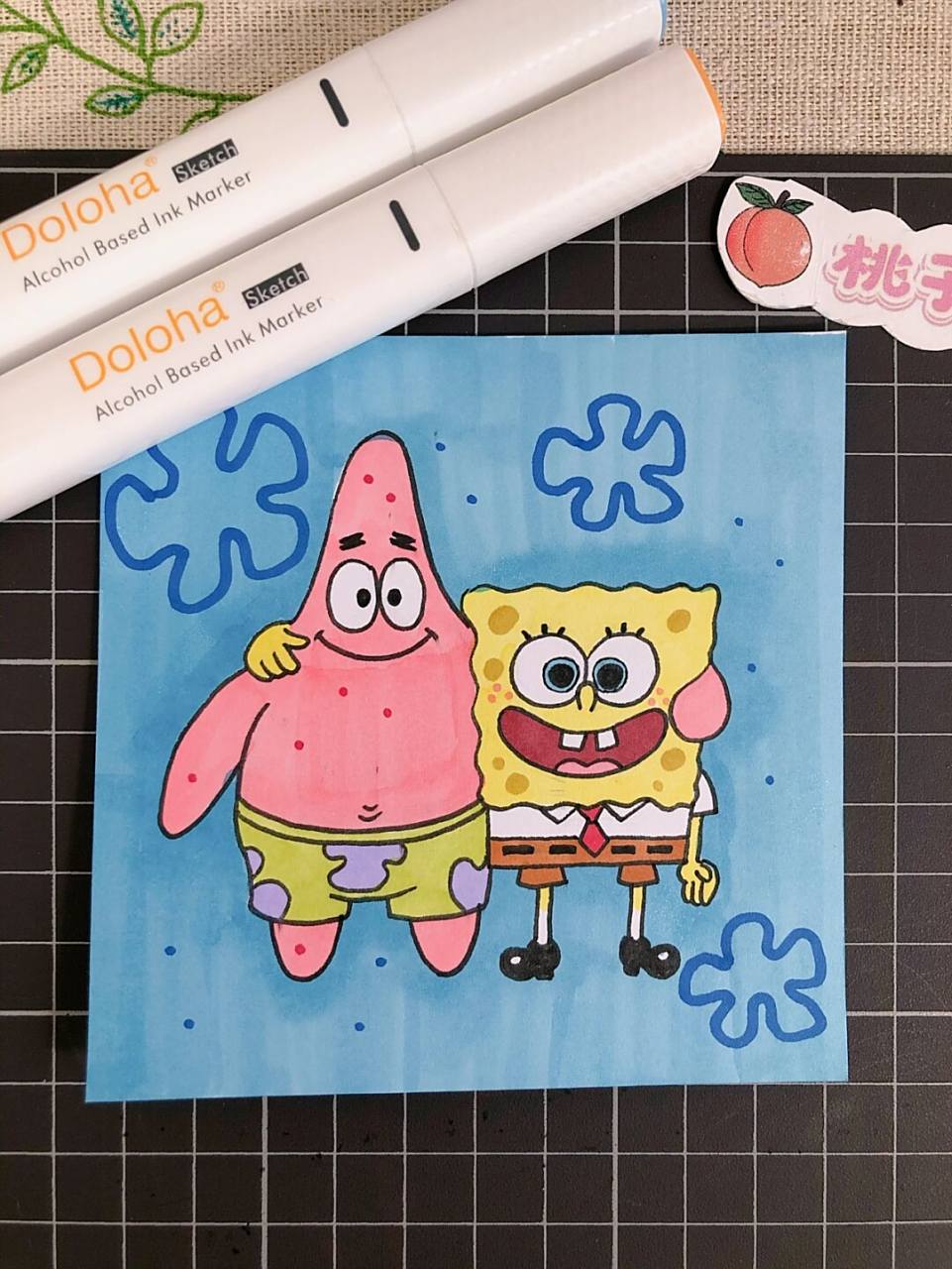 第167幅|海绵宝宝马克笔画,卡通画.