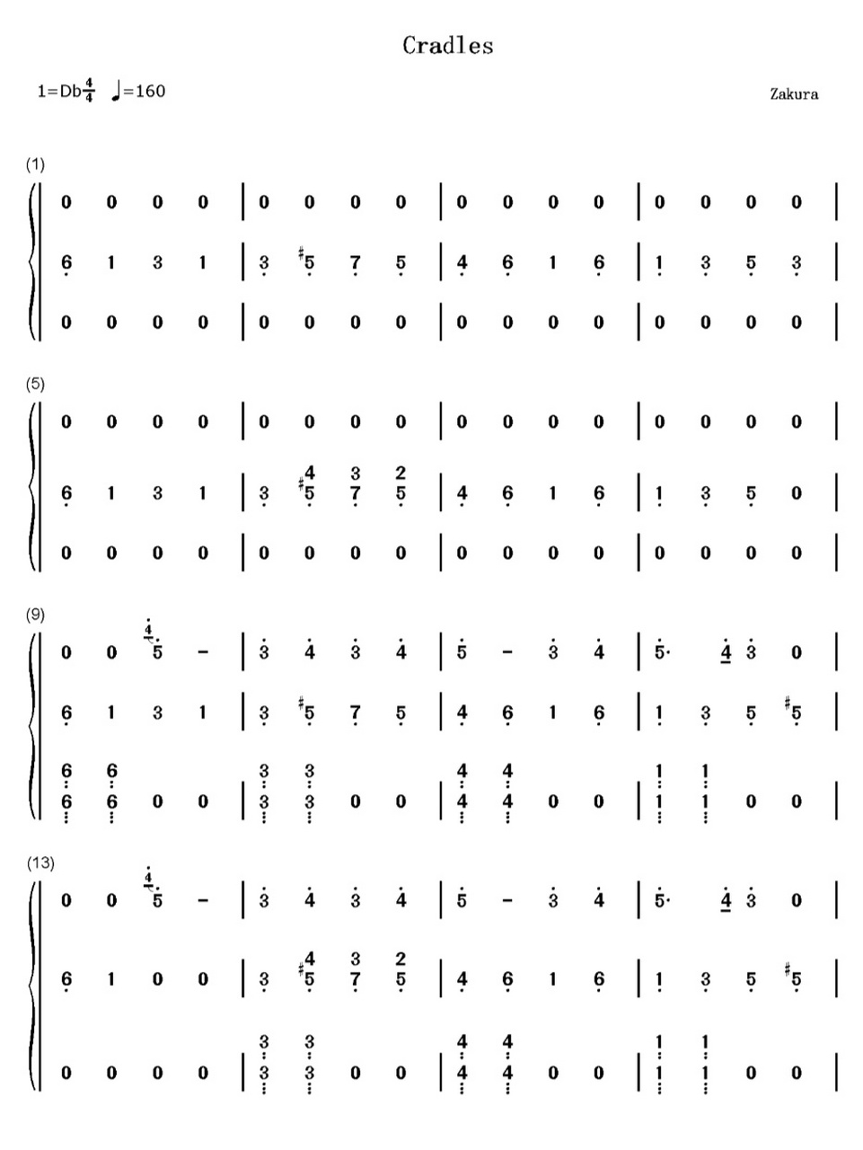 cradles简谱 钢琴简谱
