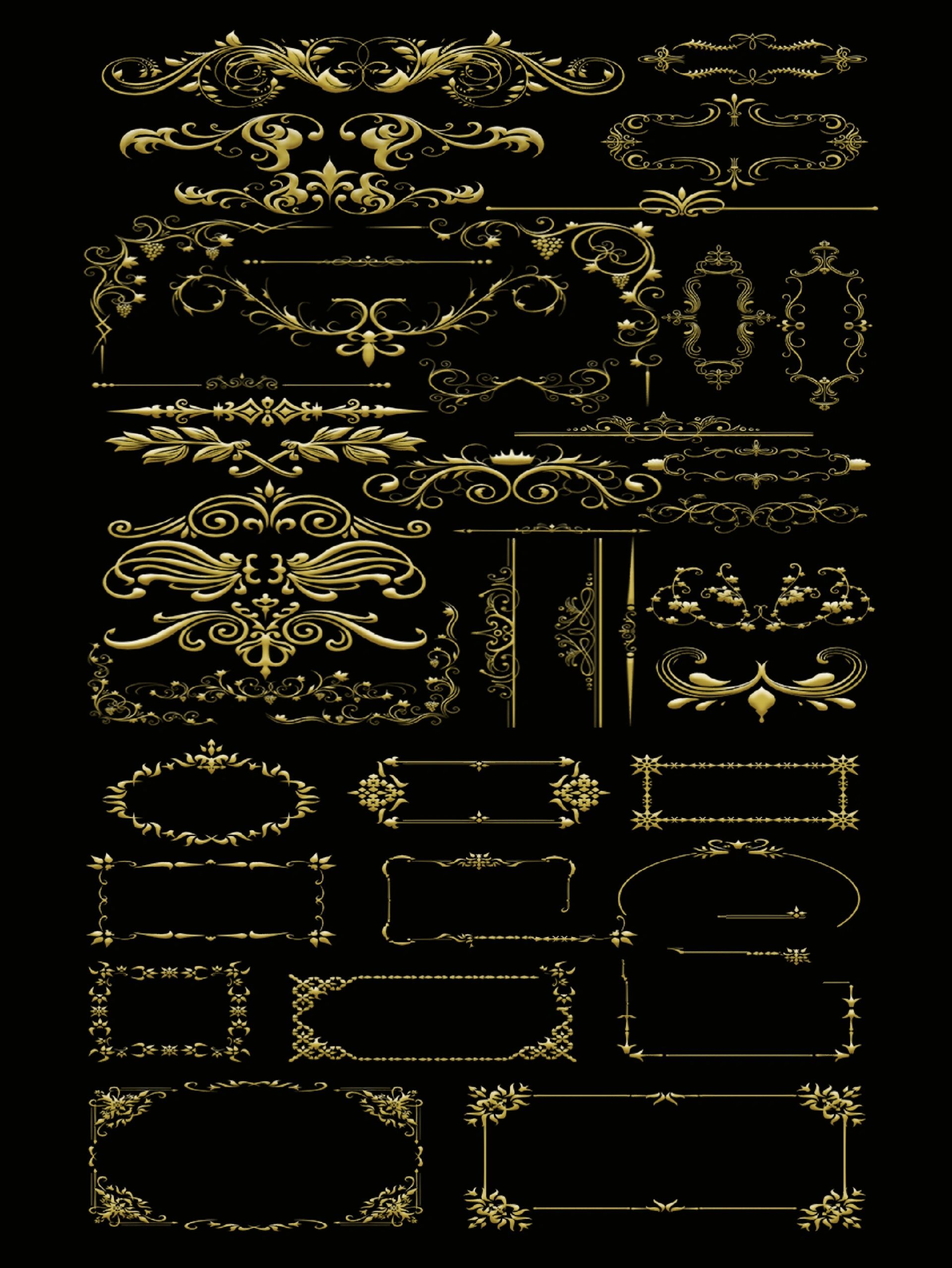 花边|96金色欧式复古边框素材第②期