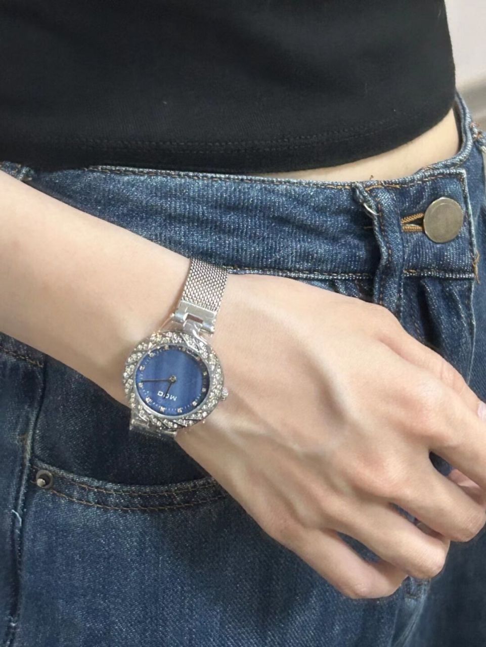 dom多姆镶钻小蓝手表真的好好看!