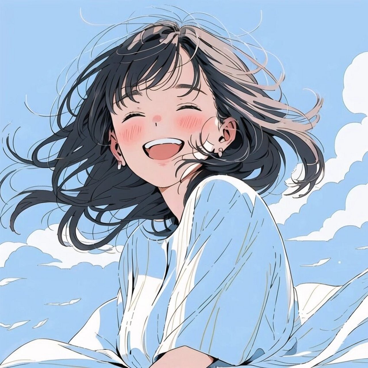 女生|蓝色治愈系|头像 脸上有微笑,心中有阳光.