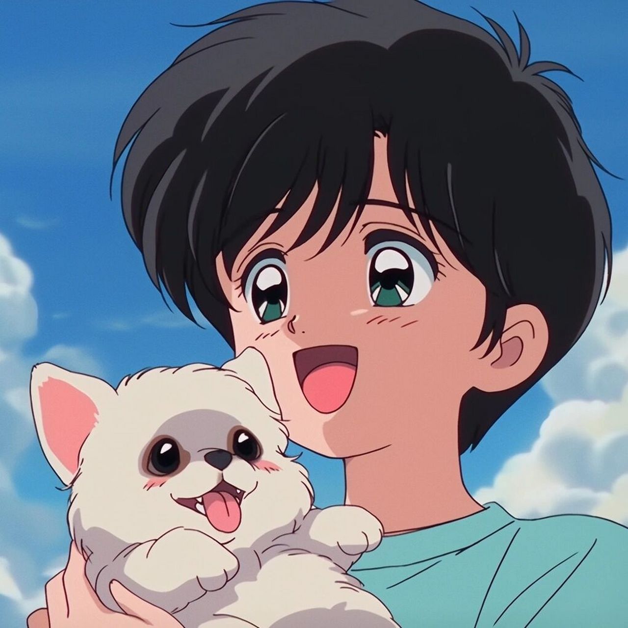 可爱男生头像:男孩和狗狗