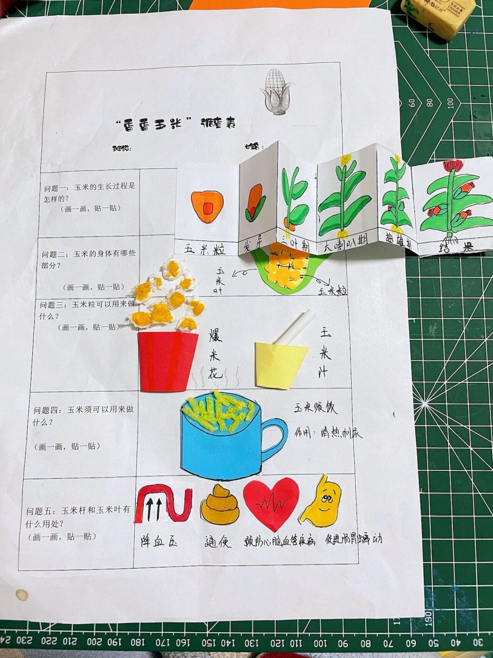 幼儿园玉米调查表 每次幼儿园作业,都要死好多脑细胞