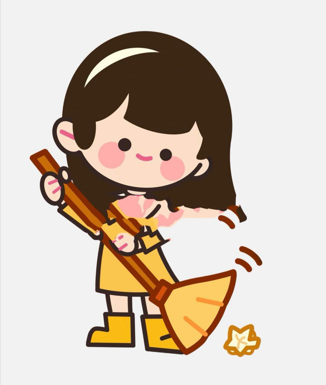 值日生卡通素材|彩色77黑白