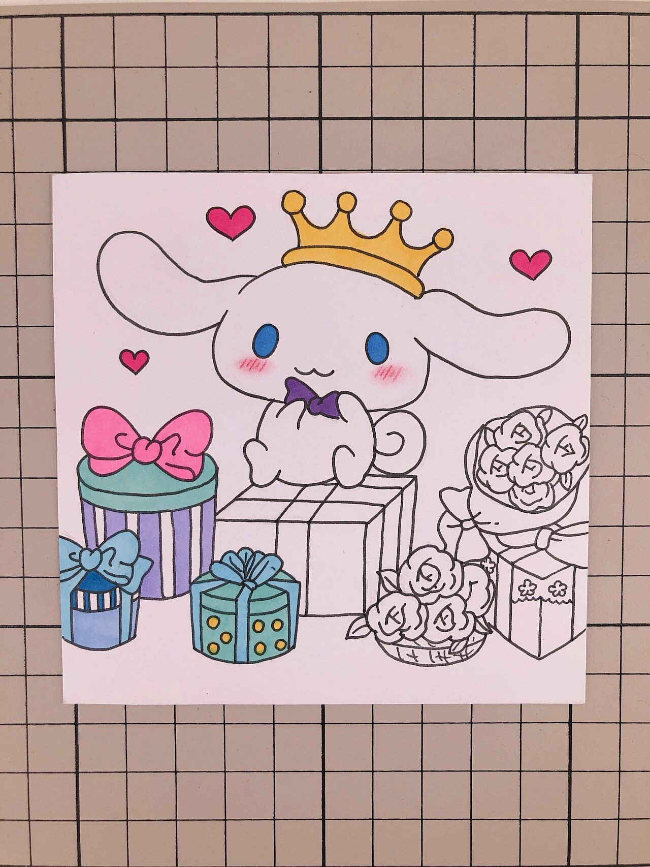 第246幅|玉桂狗生日主题卡通画,简笔画.