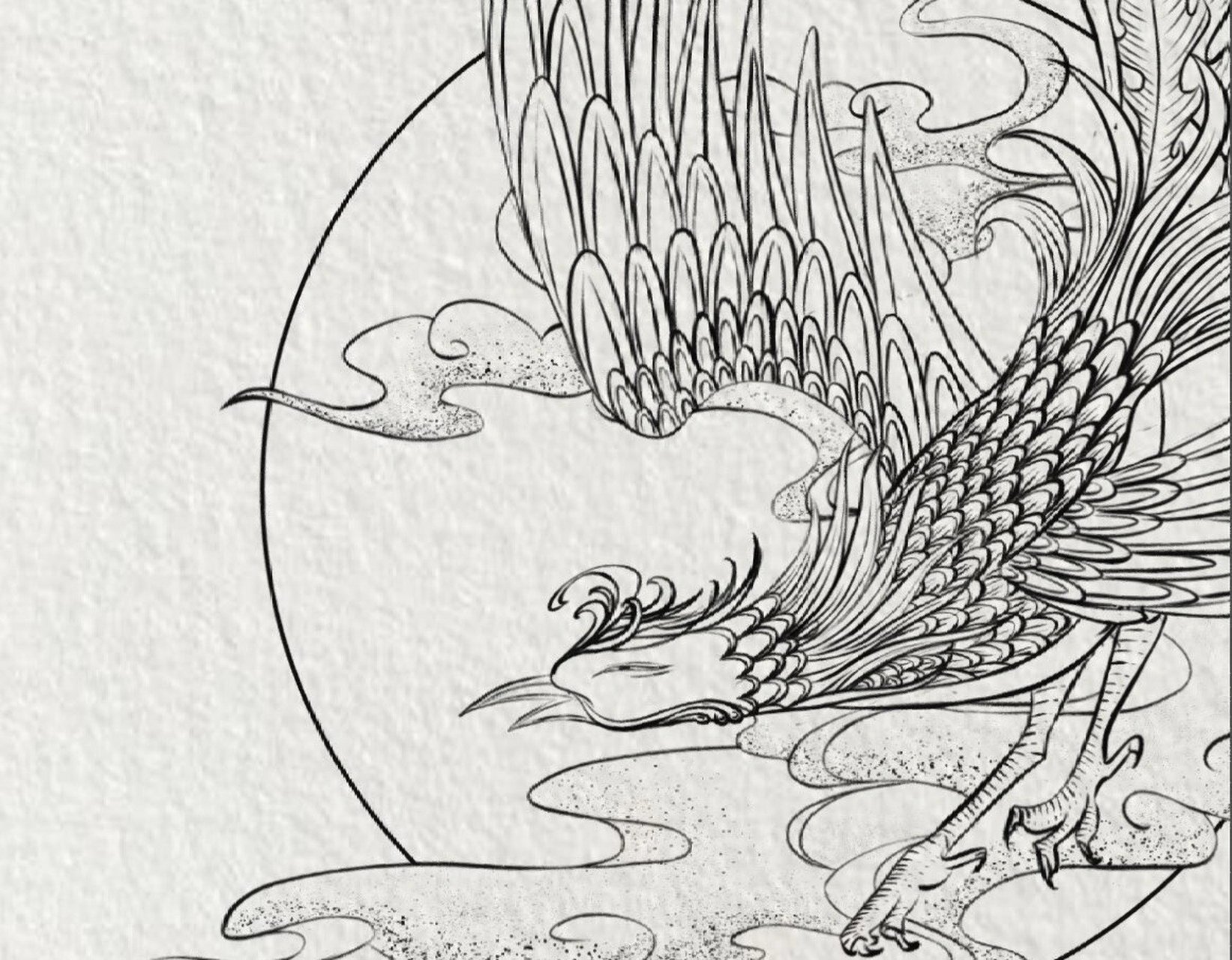 原创四神兽|朱雀|瑞兽|祥瑞象征|国风线稿 四神兽,朱雀,夏季,祥瑞象征