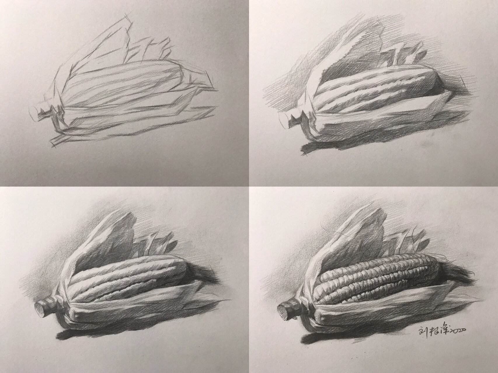 基础素描～玉米99步骤图.