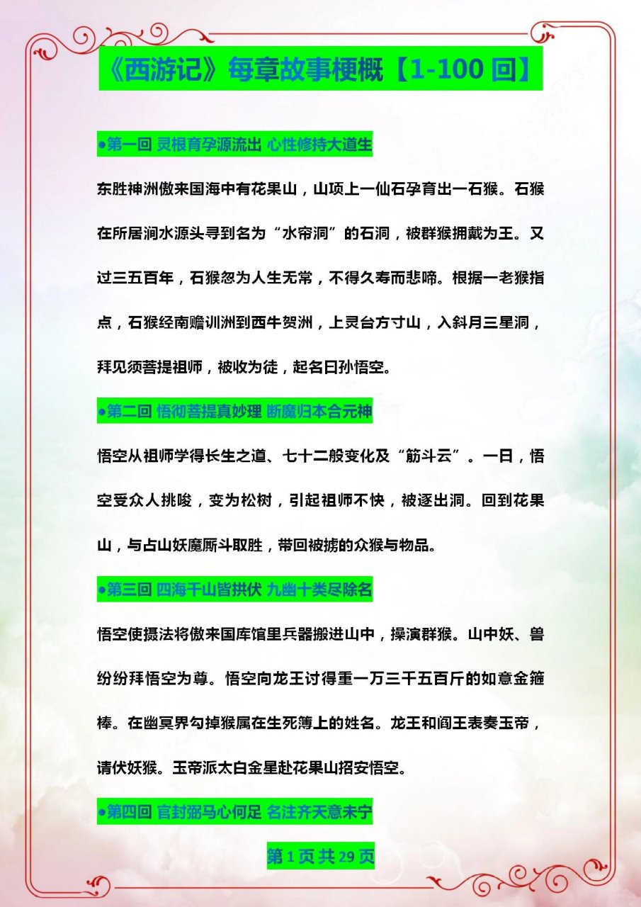 西游记故事梗概100字图片