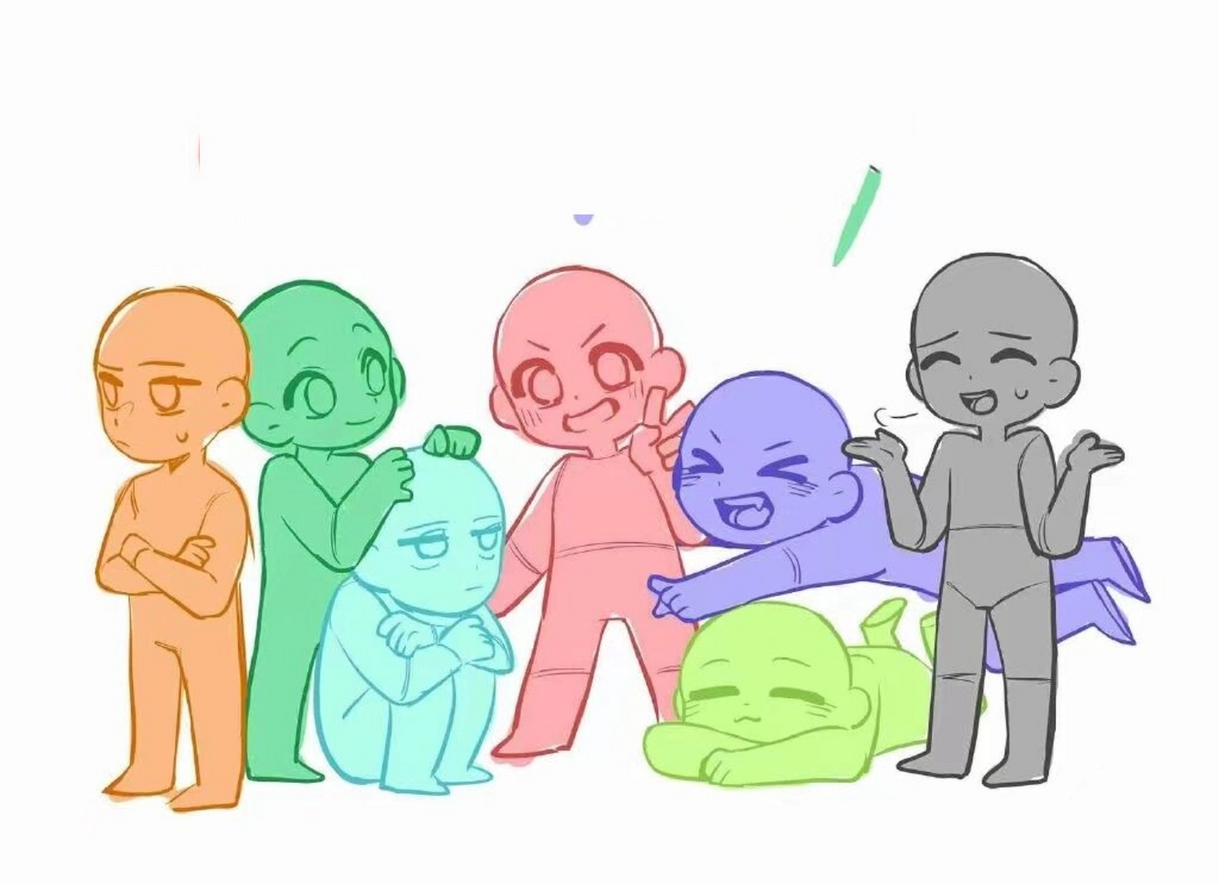 一波多人互动模板合集分享来啦~ #绘画# #画画# #寻找绘画大神