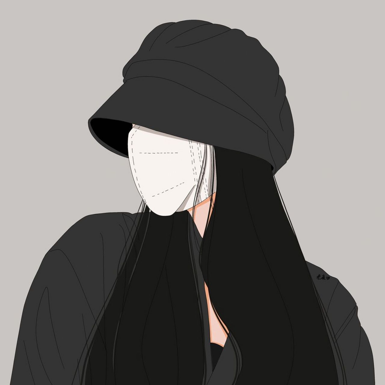 插画 | 头像 |戴帽子戴口罩的小姑娘 图片92二改92商用92去签名