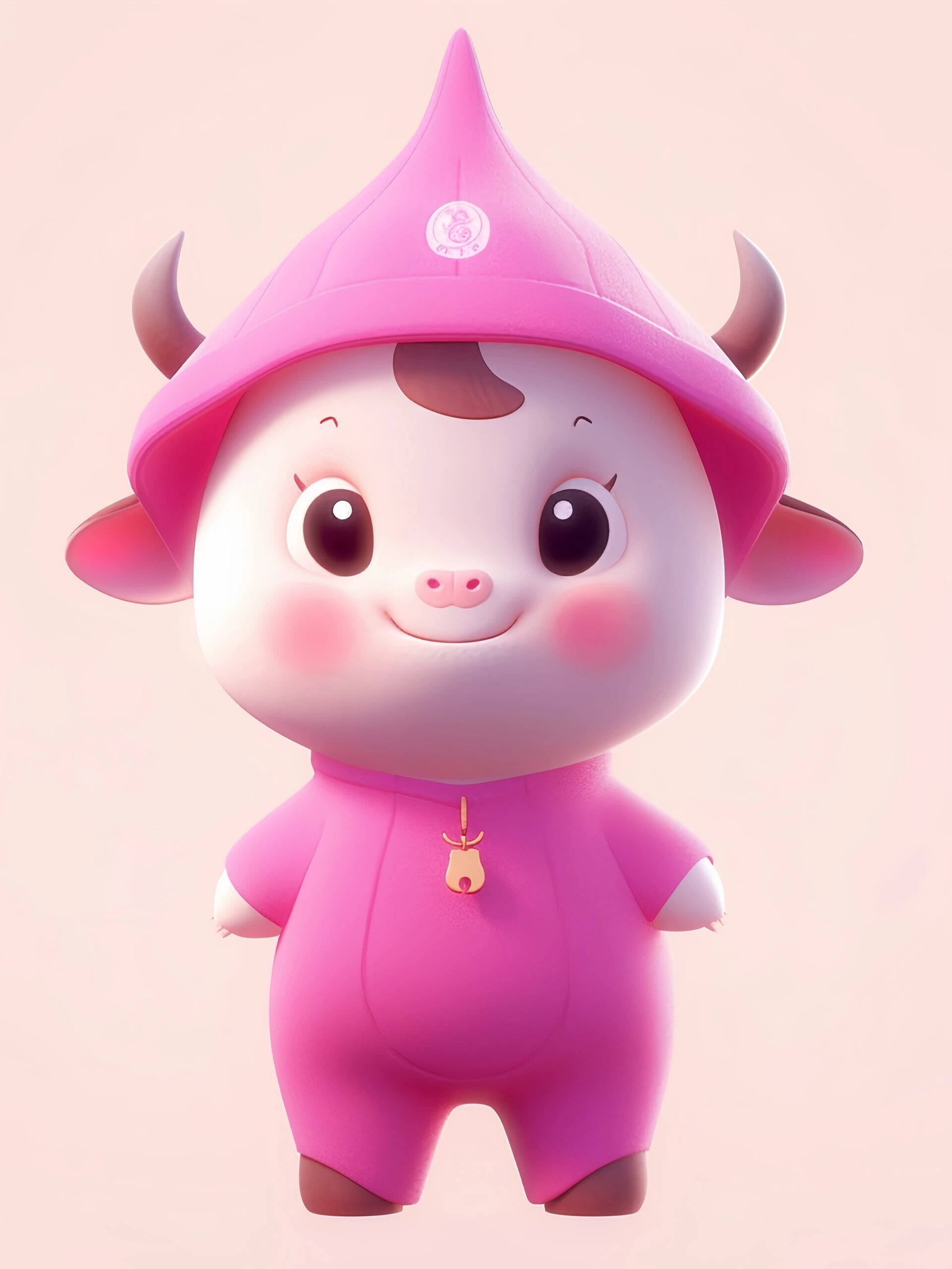 粉色卡通小奶牛