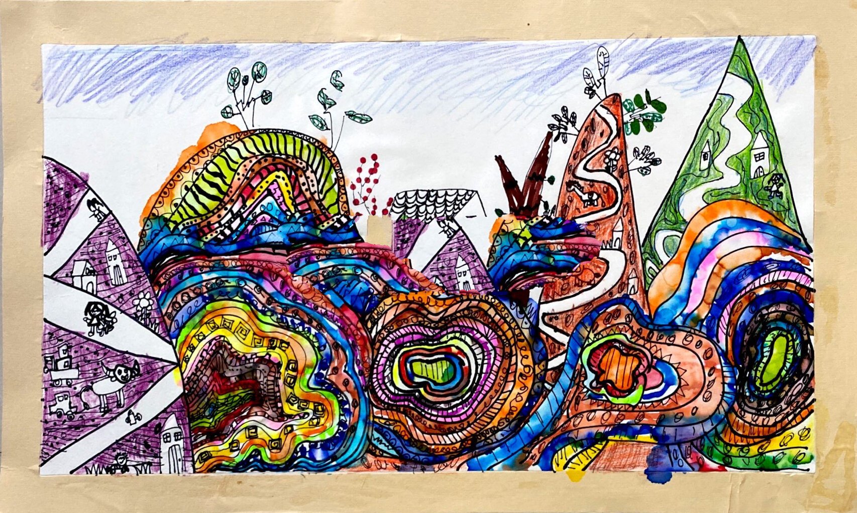 儿童画|一年级《梯田》