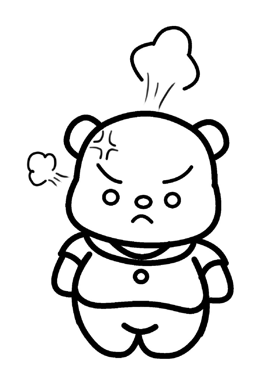 简笔画|小熊生气╯^╰附教程 今天画的是生气的小熊93 小熊连生气都