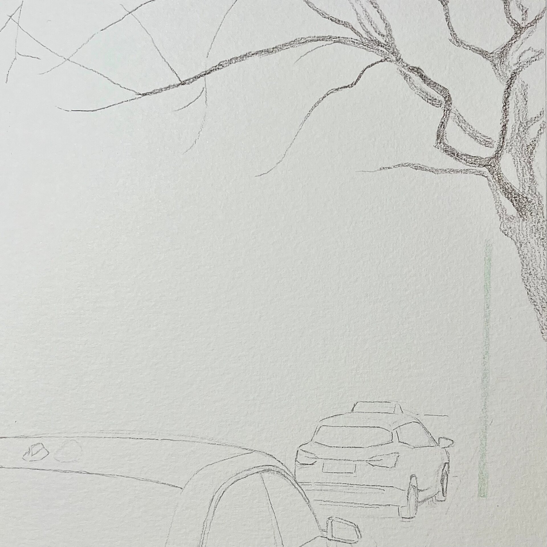 彩铅手绘 秋日街景07930899 附步骤和照片