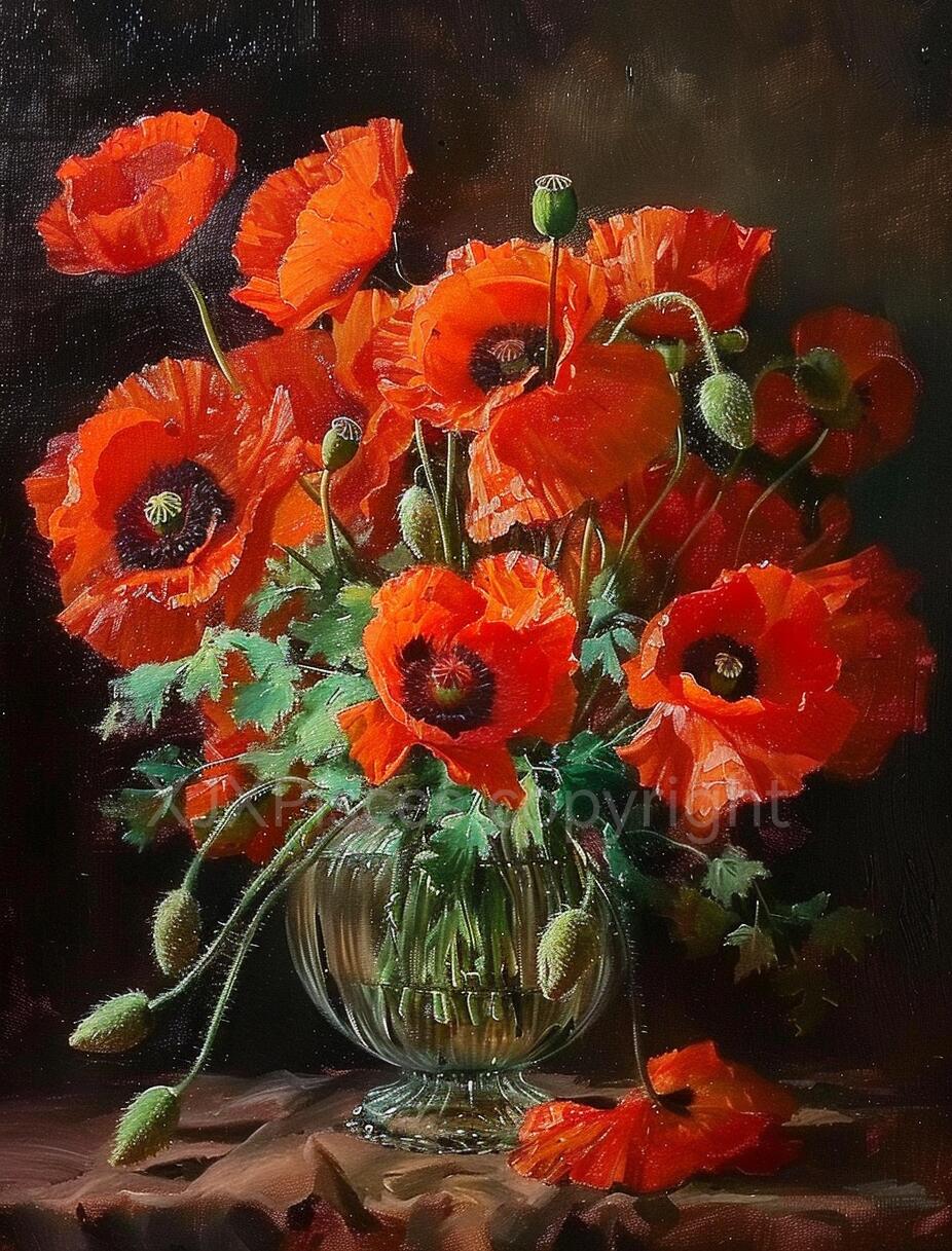 ai油画|罂粟花影