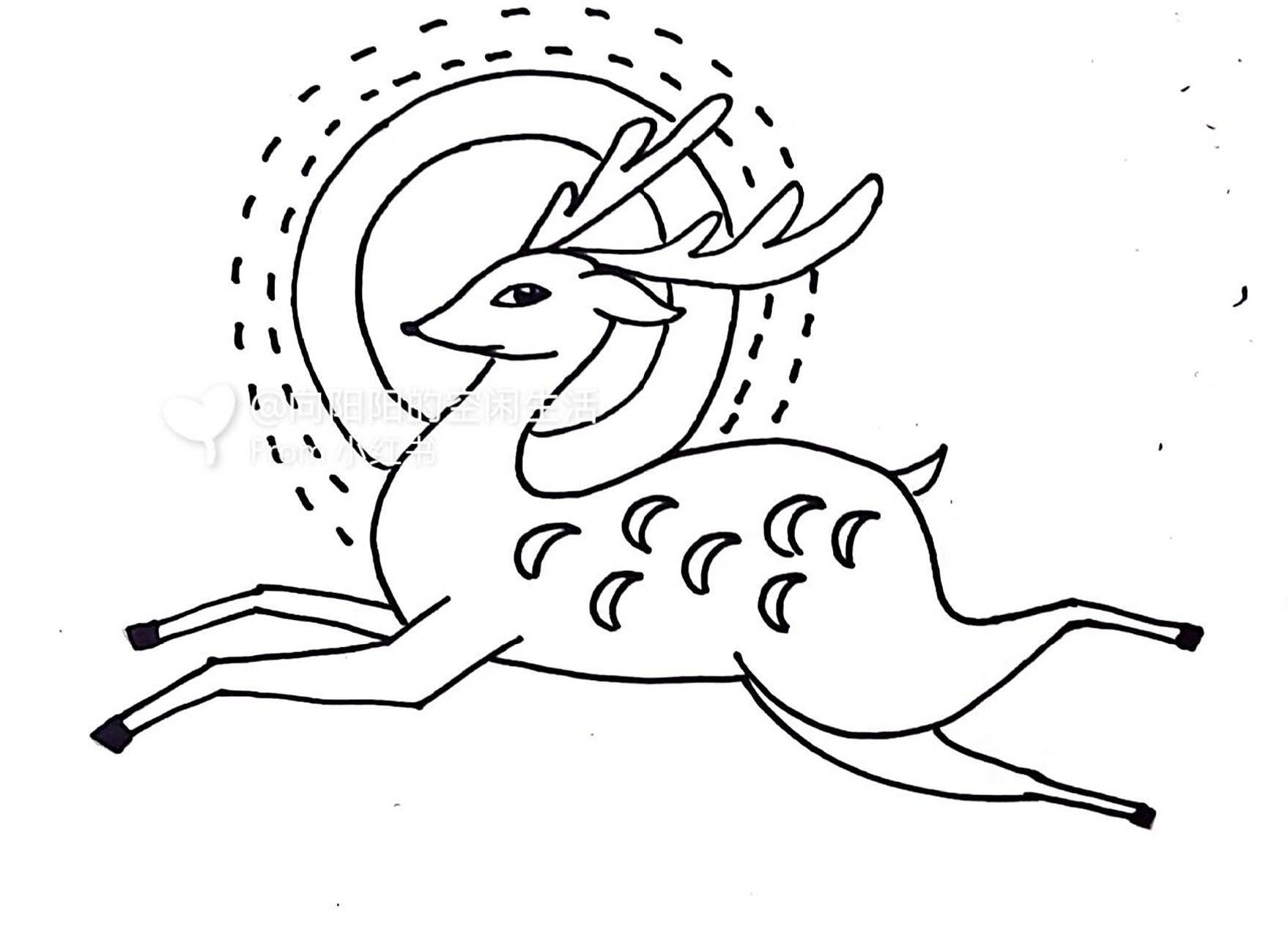七色鹿简笔画 小鹿