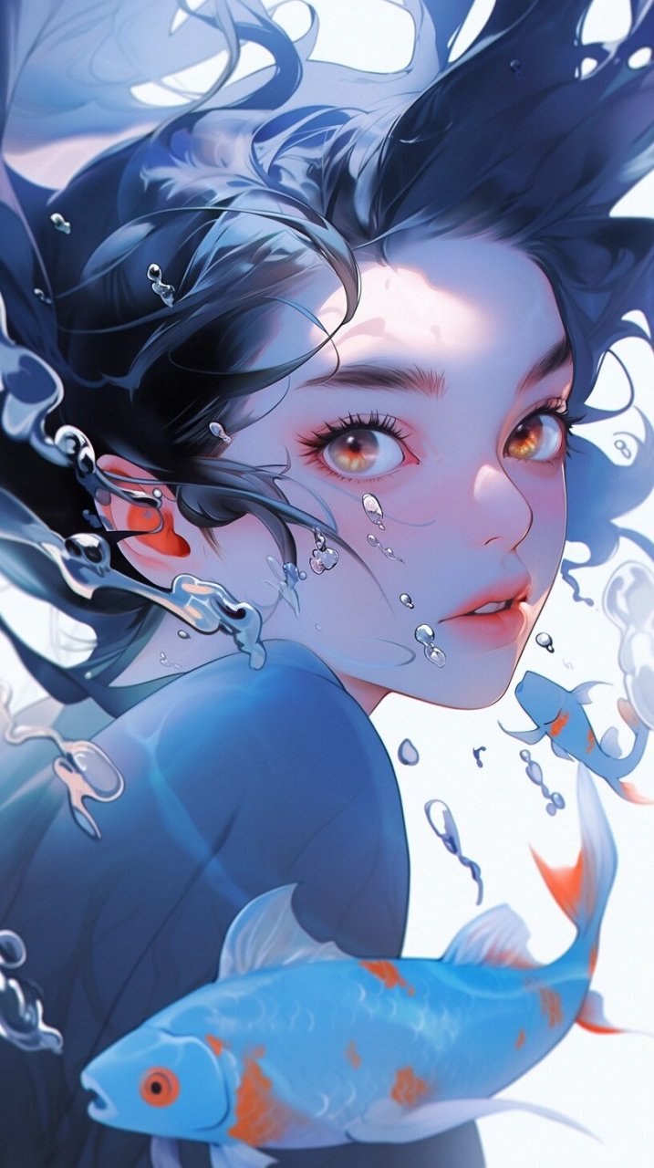 水中少女壁纸|头像 在凝固的湖水中,你看到自己心底的湖泊,轻盈地流淌