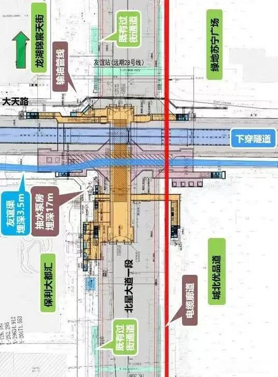 網友分享的成都軌道交通s11線大豐友誼站站點設計圖,大天路口四大商業