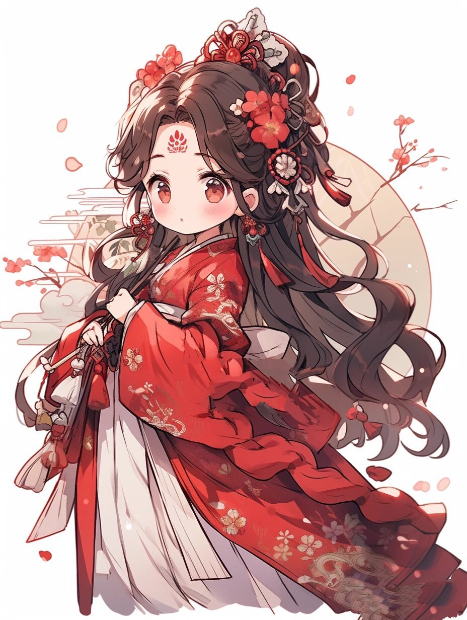 ai国风|q版人物·红衣小女侠7715