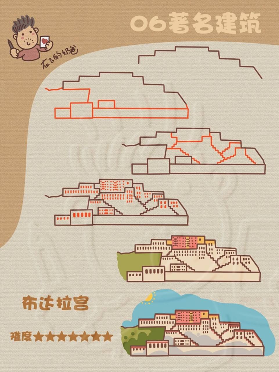 布达拉宫 简笔画 绘画不仅是一种技能,也是一种表达,记录自己的美好