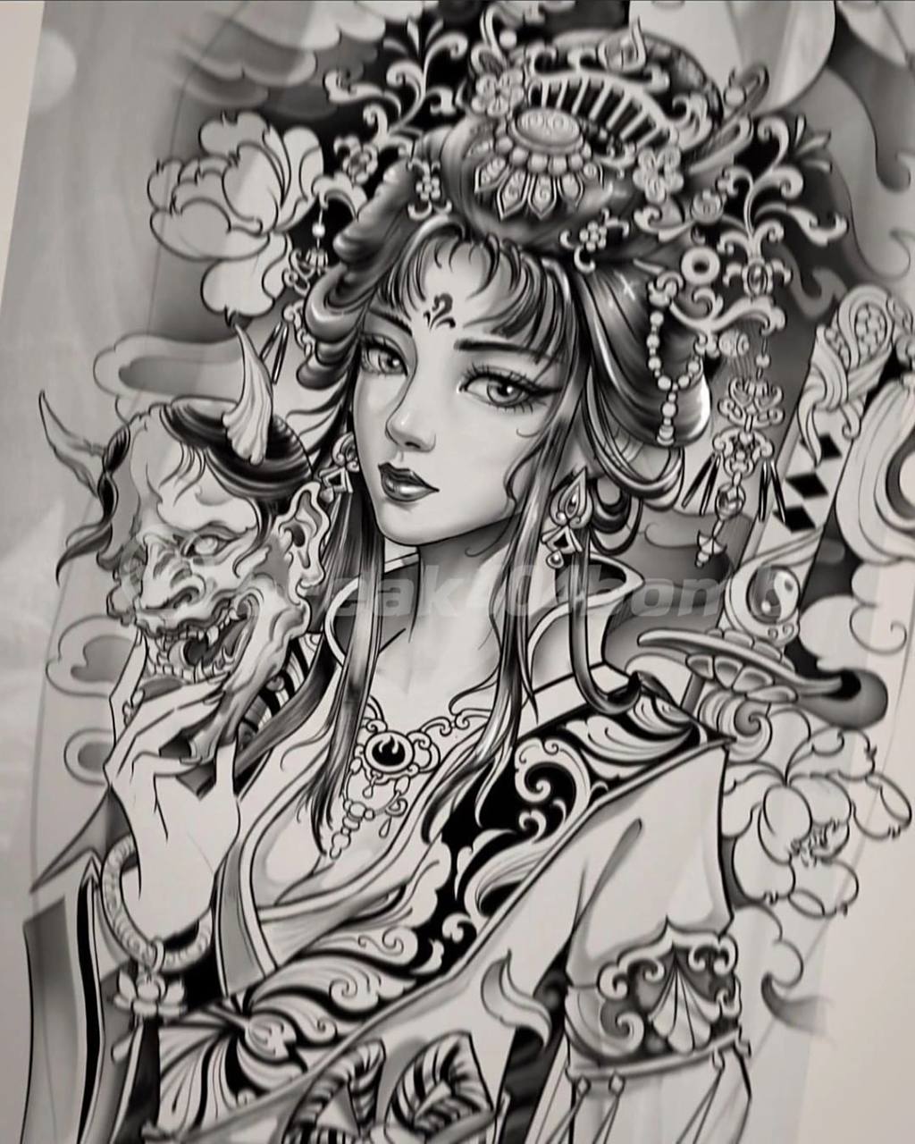 7张艺伎纹身手稿|纹身参考练习 精神小伙最爱的艺伎,纹身师要是没纹过