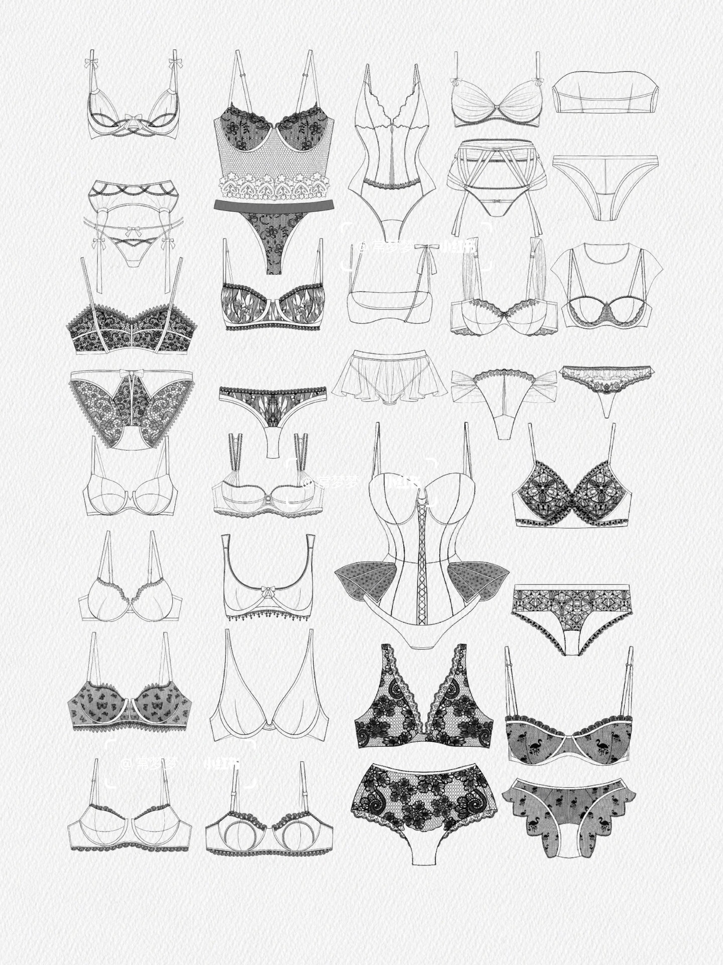 手绘 | 32款内衣款式图设计分享