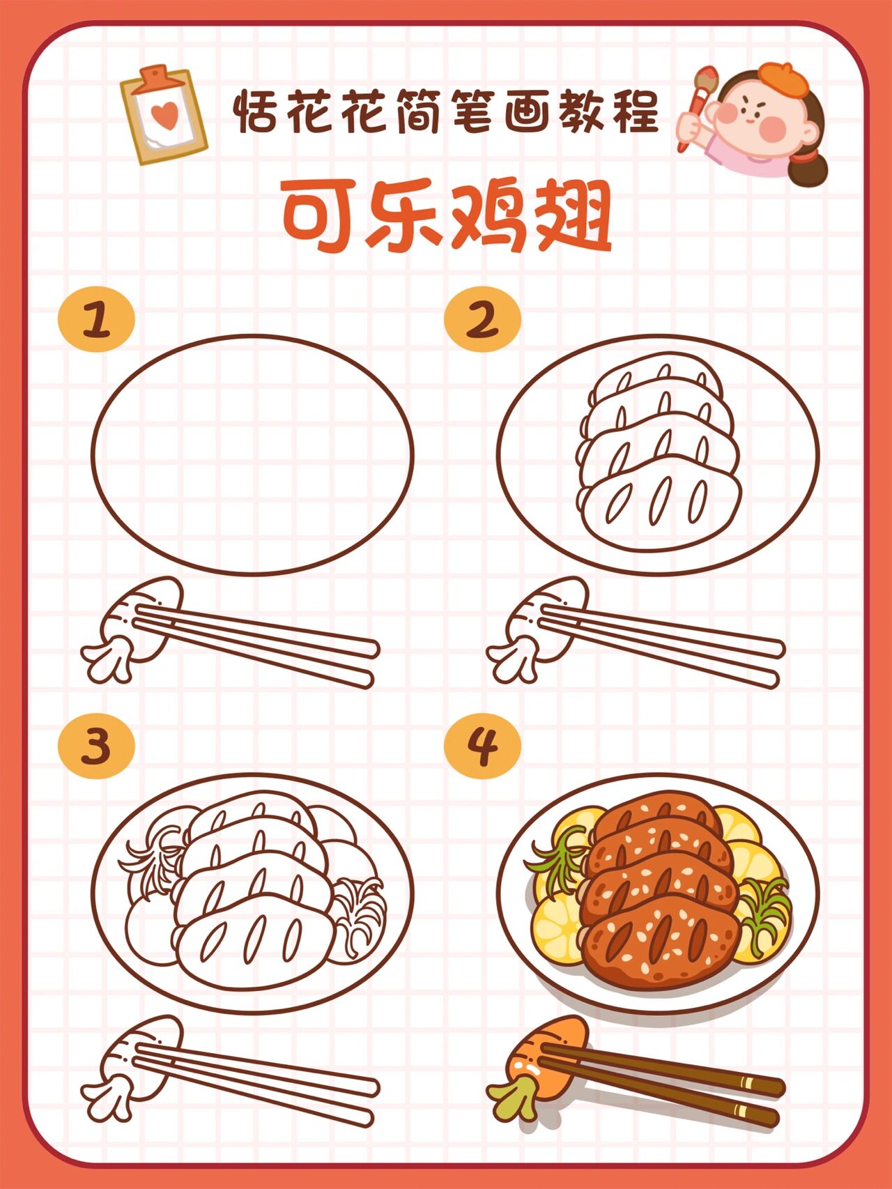 no.31美食插画✨年夜饭✨可乐鸡翅简笔画教程