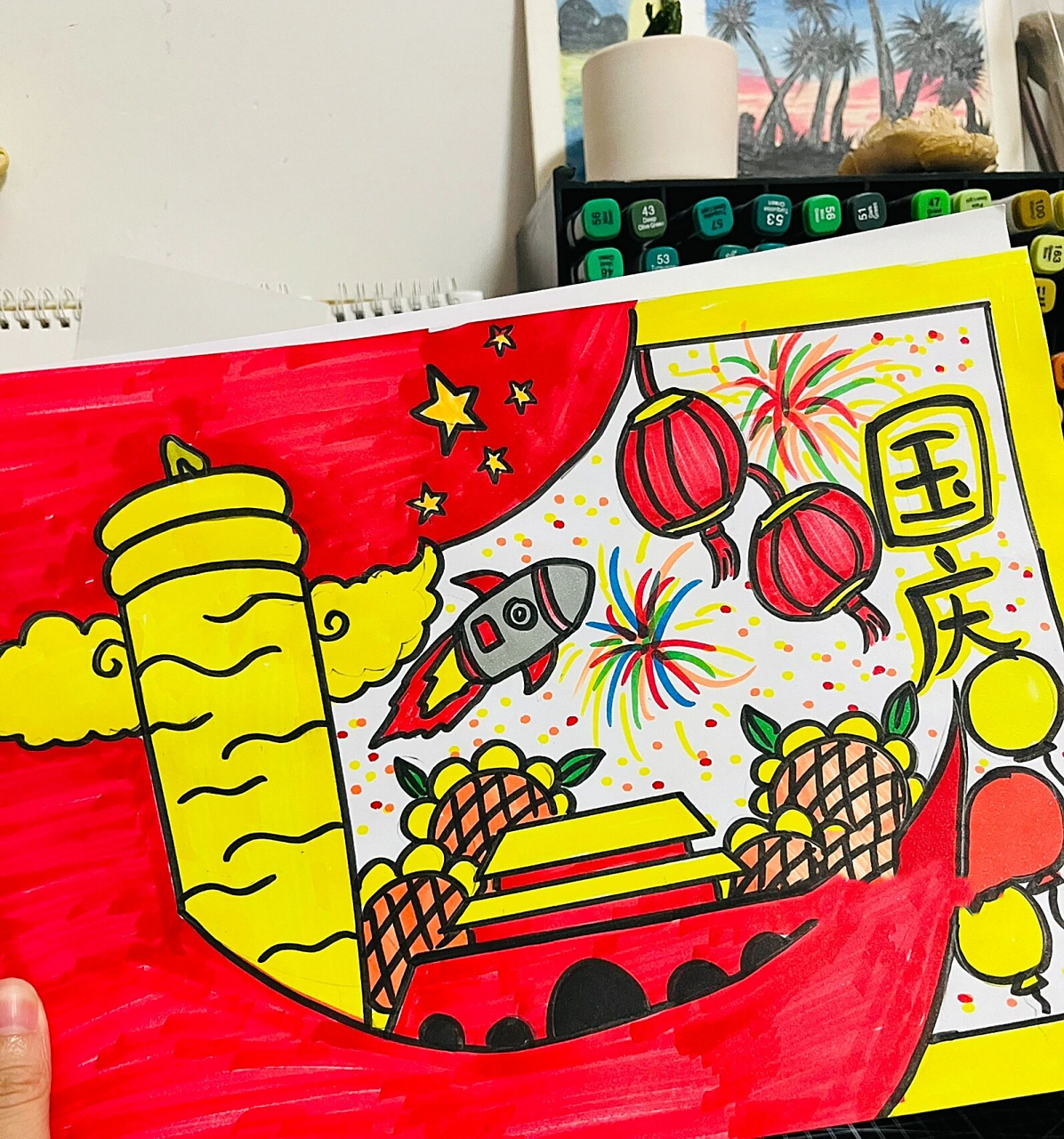 国庆节主题绘画|儿童画|节日绘画    简单幼儿园小年龄主题绘画