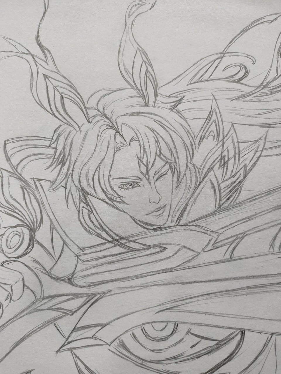 【王者荣耀】百里守约碎云!手绘线稿! 这是谁的男神!