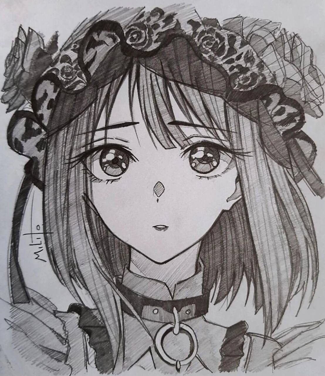 超萌漫画女孩手绘铅笔稿 | 动漫人物