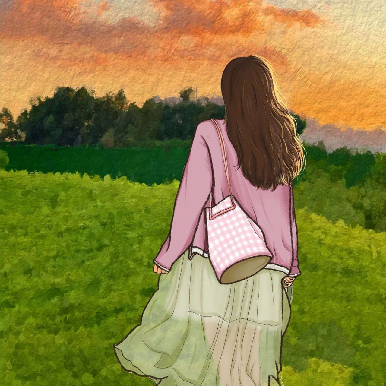 手绘女生背影头像合集|看看有没有你喜欢的?