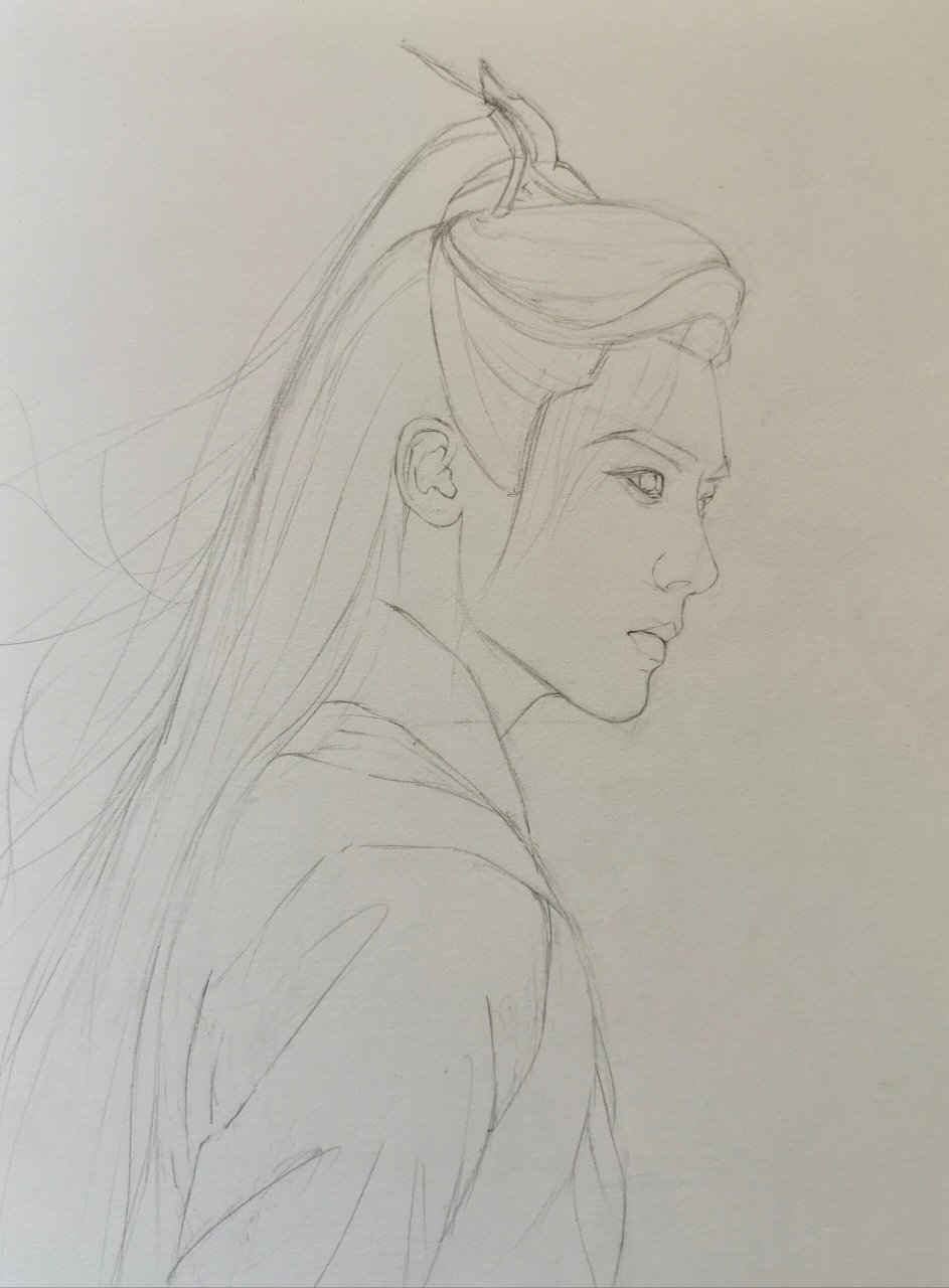 图来啦,左划咱们一起画天曜啊～ #画画# #水彩# #侯明昊