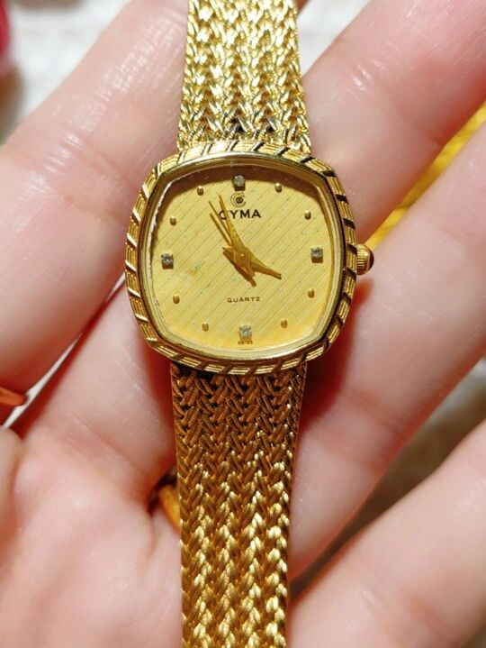 瑞士西马cyma中古表 经典金麦穗 瑞士大品牌 蓝宝石把头 表盘内有氧化