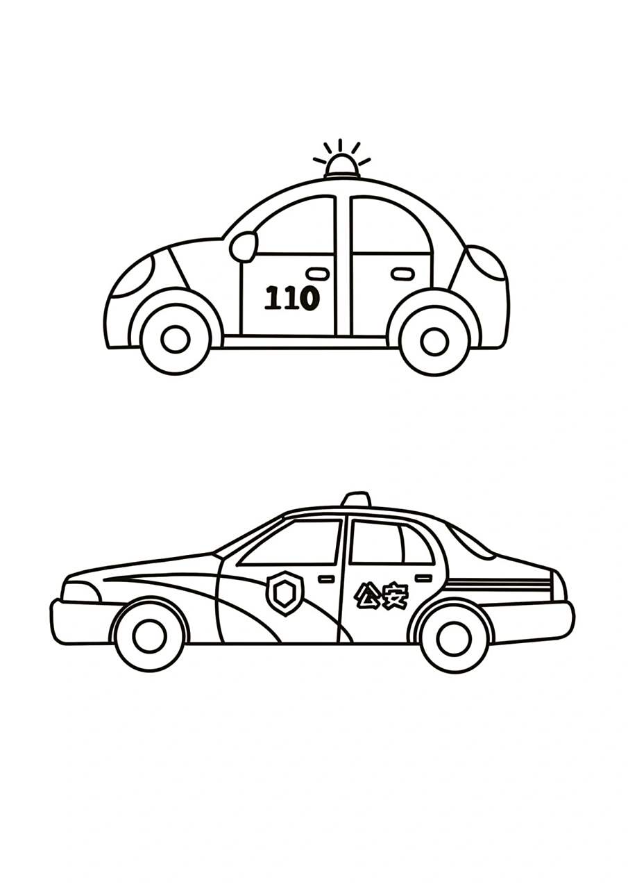 03警车简笔画|抓住抓住抓住～ 一种卡通警车 一种写实警车