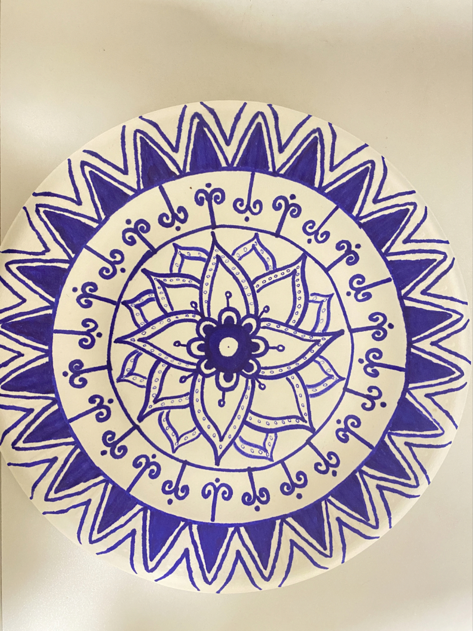 纸盘线描画~青花瓷盘子