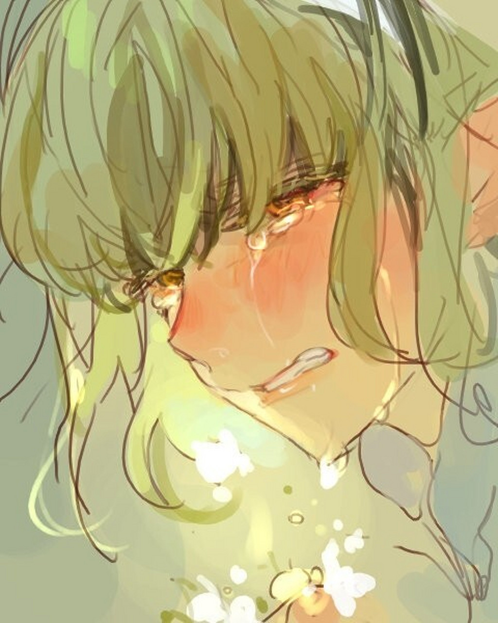 动漫人物悲伤流泪的样子,新手绘画可以参考